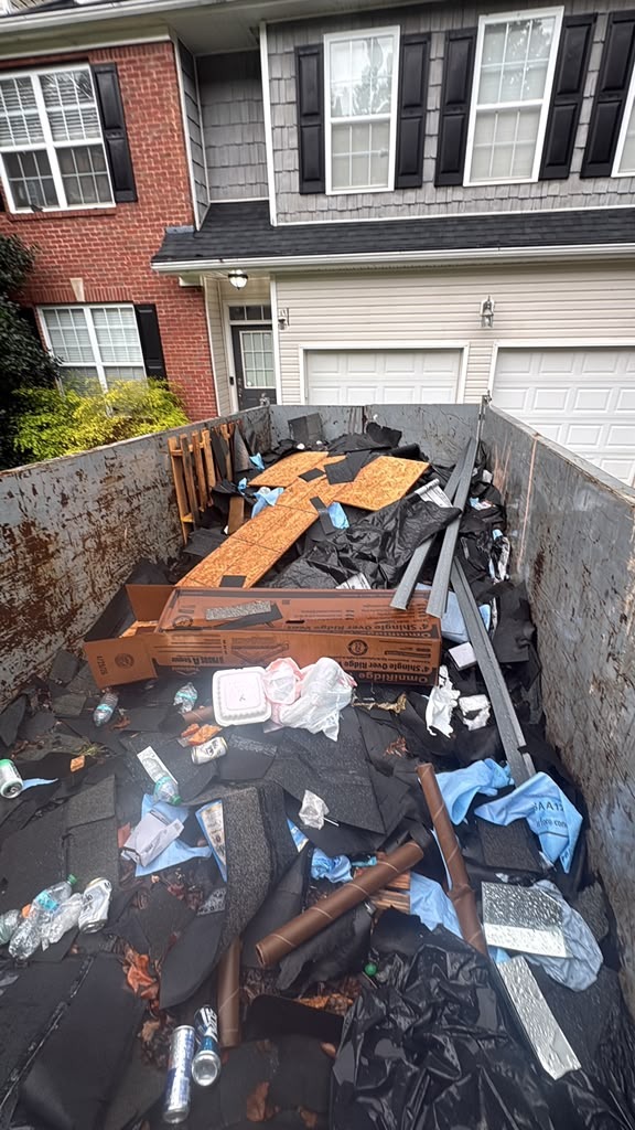 Dump trailer filled with construction waste